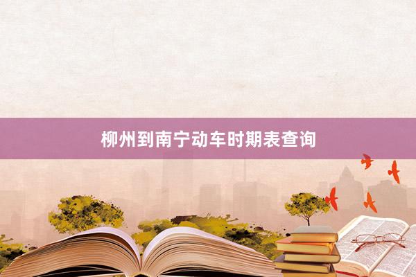 柳州到南宁动车时期表查询